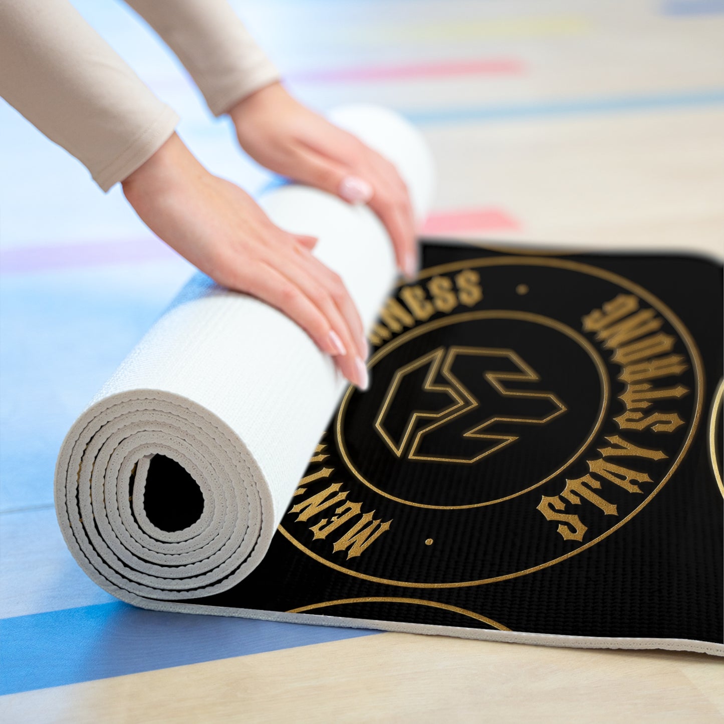 Yoga Mat — “Mental Toughness Stay Strong” Non-Slip Foam Exercise Mat