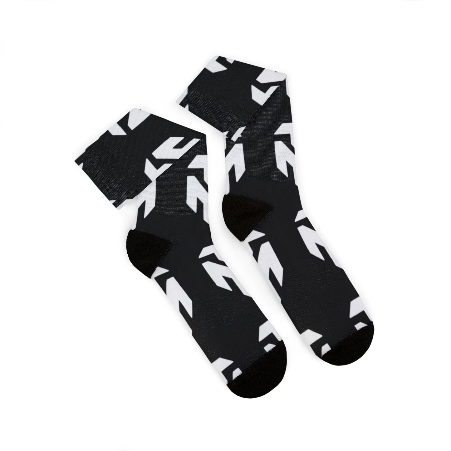 Logo Pattern Sublimation Socks — Black Monogram Athletic Crew Socks