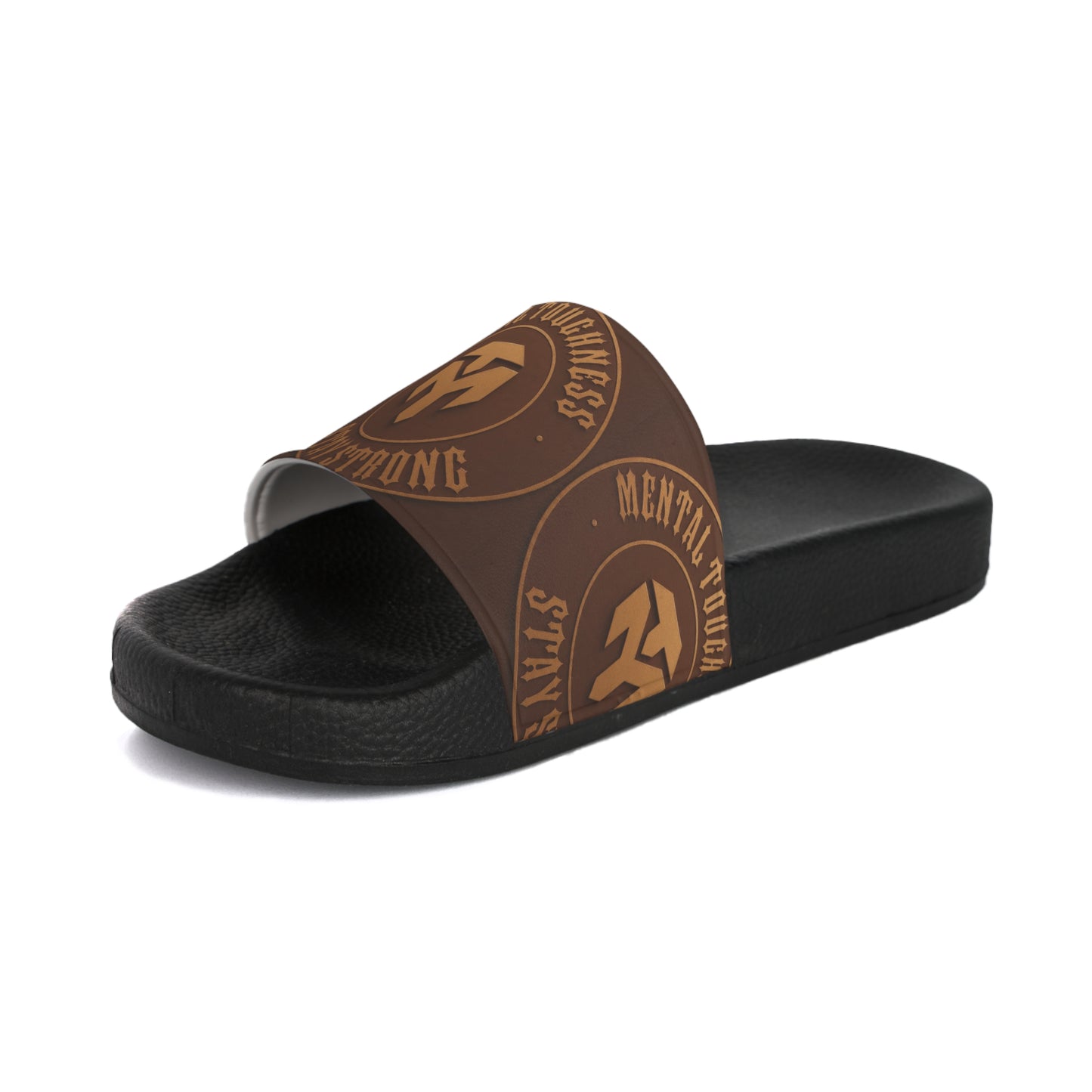 Men's Brown Logo Slide Sandals — Casual Pool & Beach Slides
