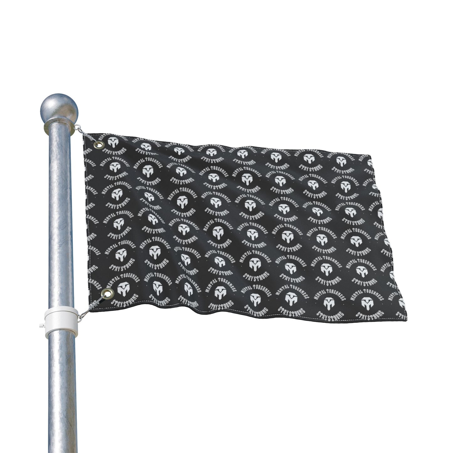Double-Sided Flag — Black Spartan Helmet Pattern Outdoor Banner