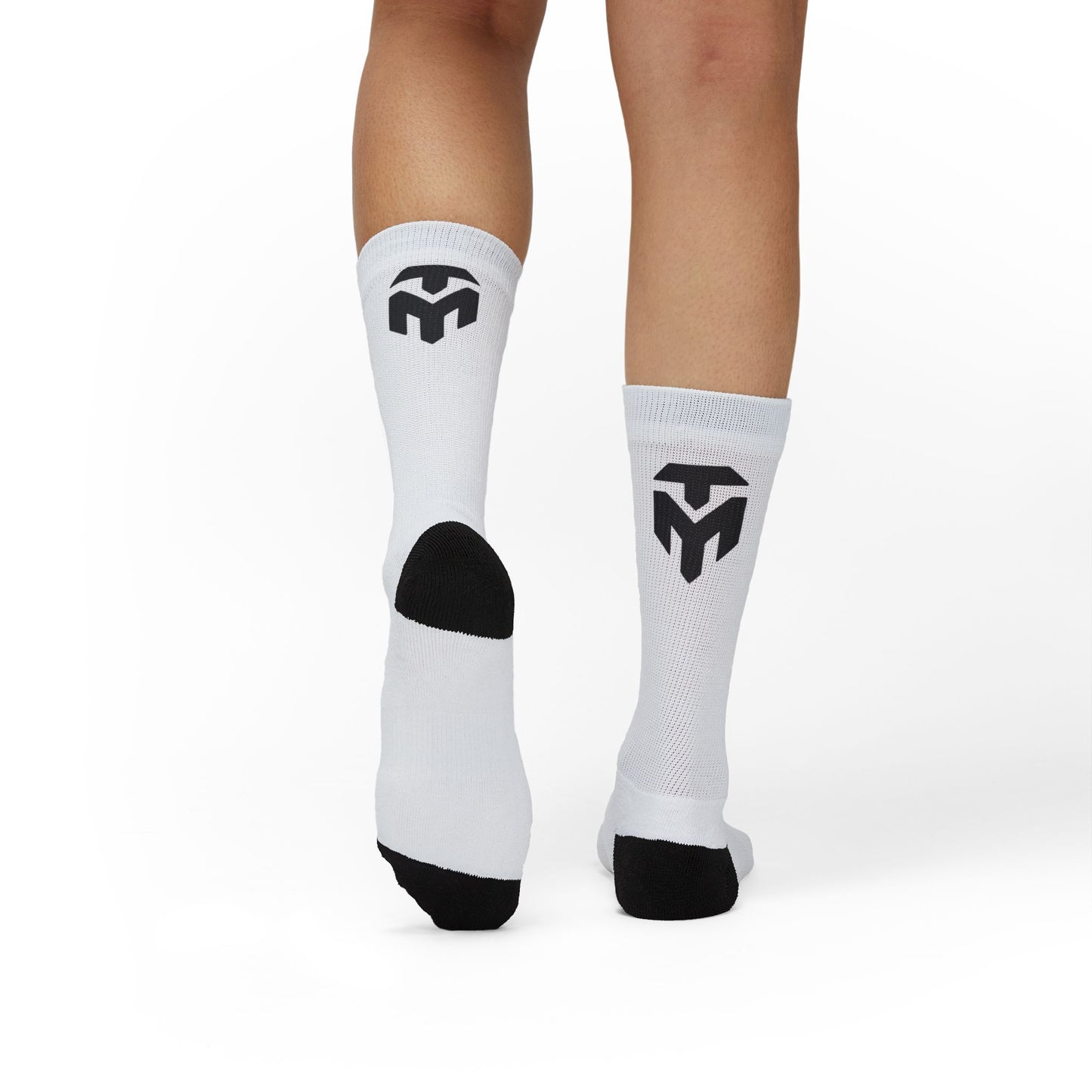 Custom Sublimation Crew Socks — Athletic Black Accent Logo Design
