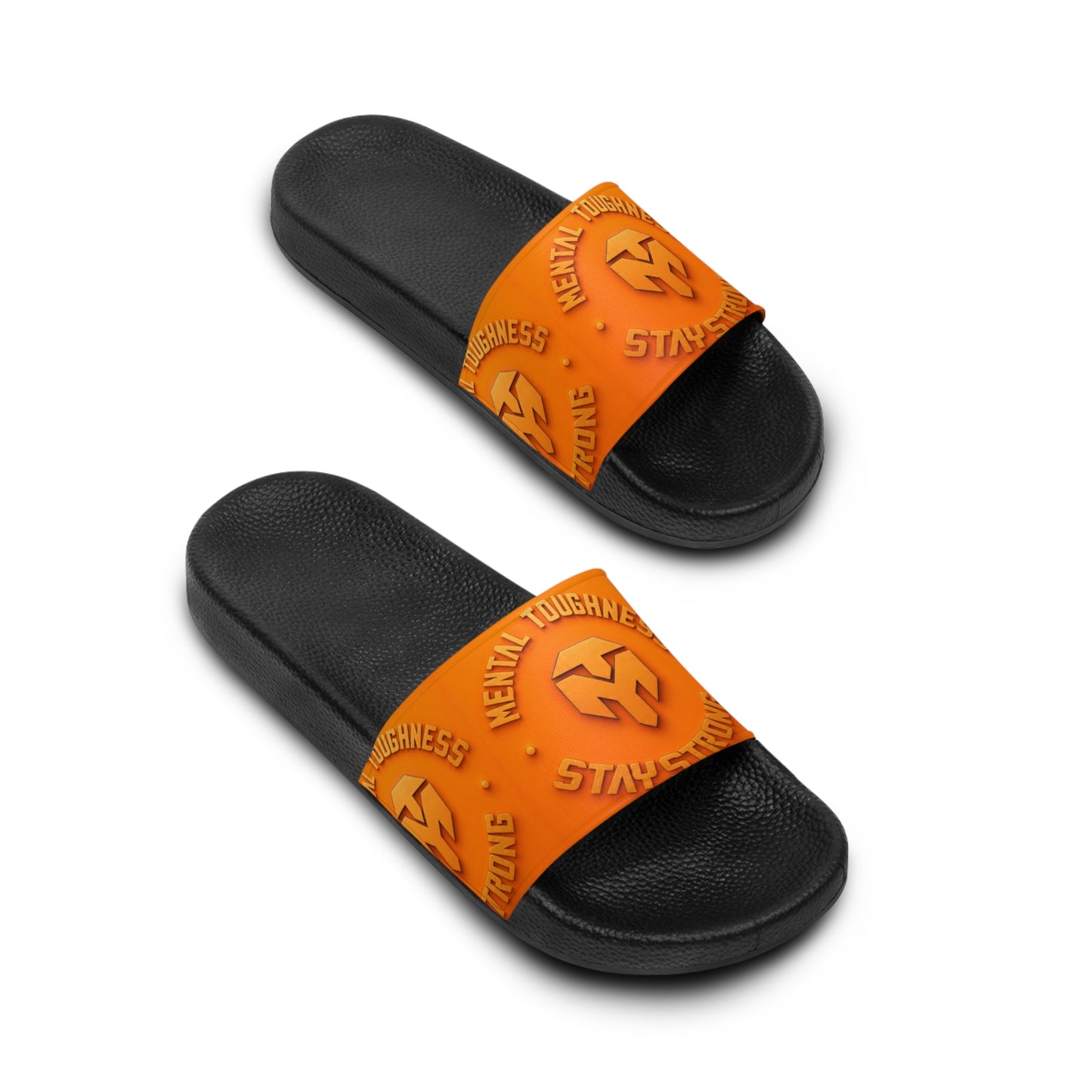 Toughness Orange Men's Slide Sandals – 'Stay Strong' Athletic Pool Slides