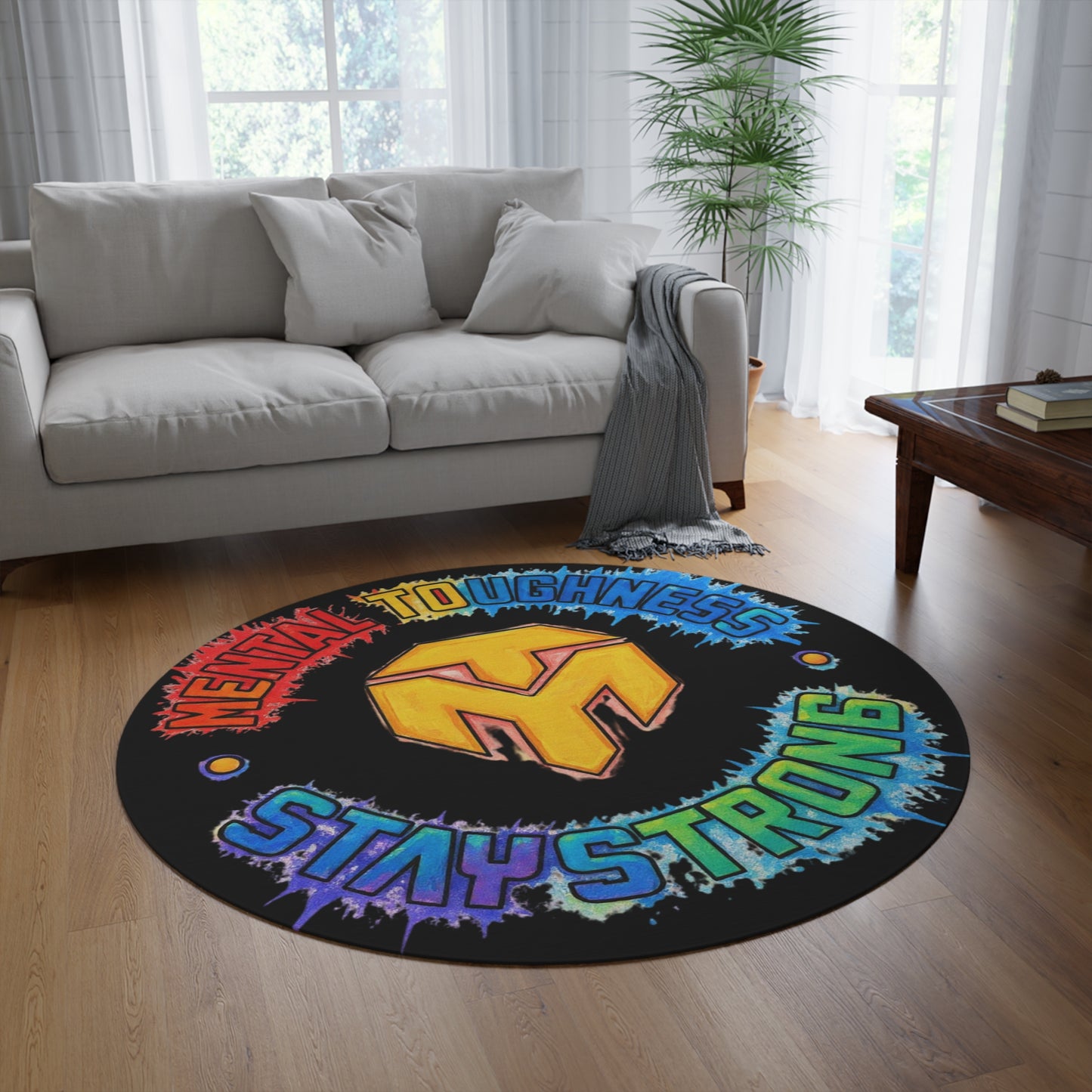 Stay Strong Round Rug - "Mental Toughness" Motivational Floor Mat