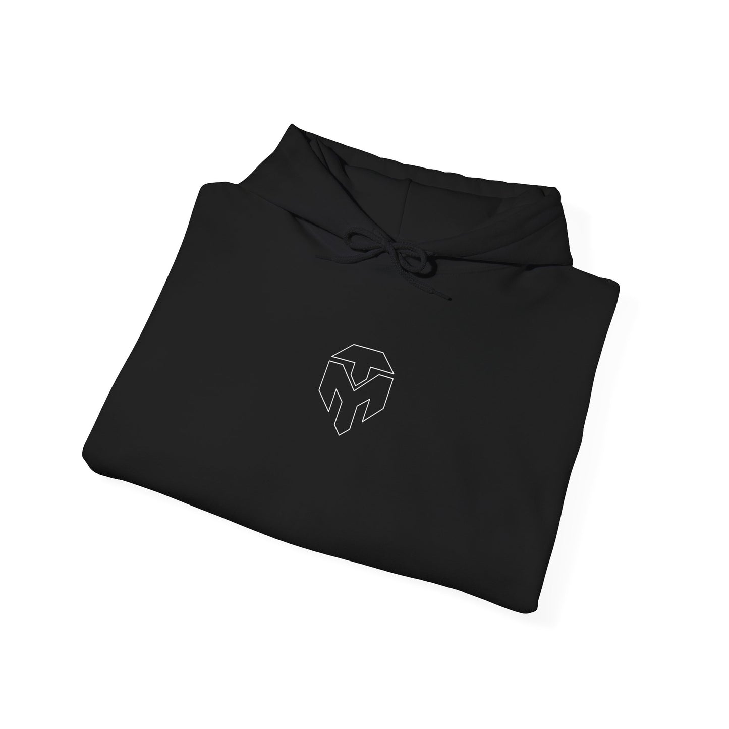 Minimalist Heart Mask Hoodie – Subtle Logo Black Pullover