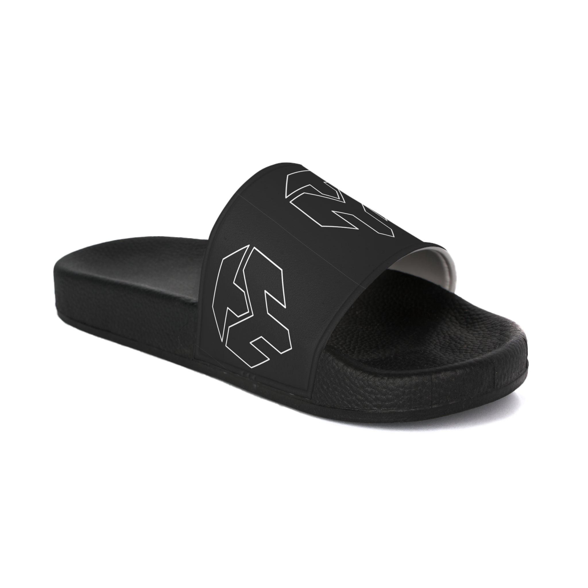 Men's Black Logo Slide Sandals — Minimalist Monogram Pool & Casual Slides