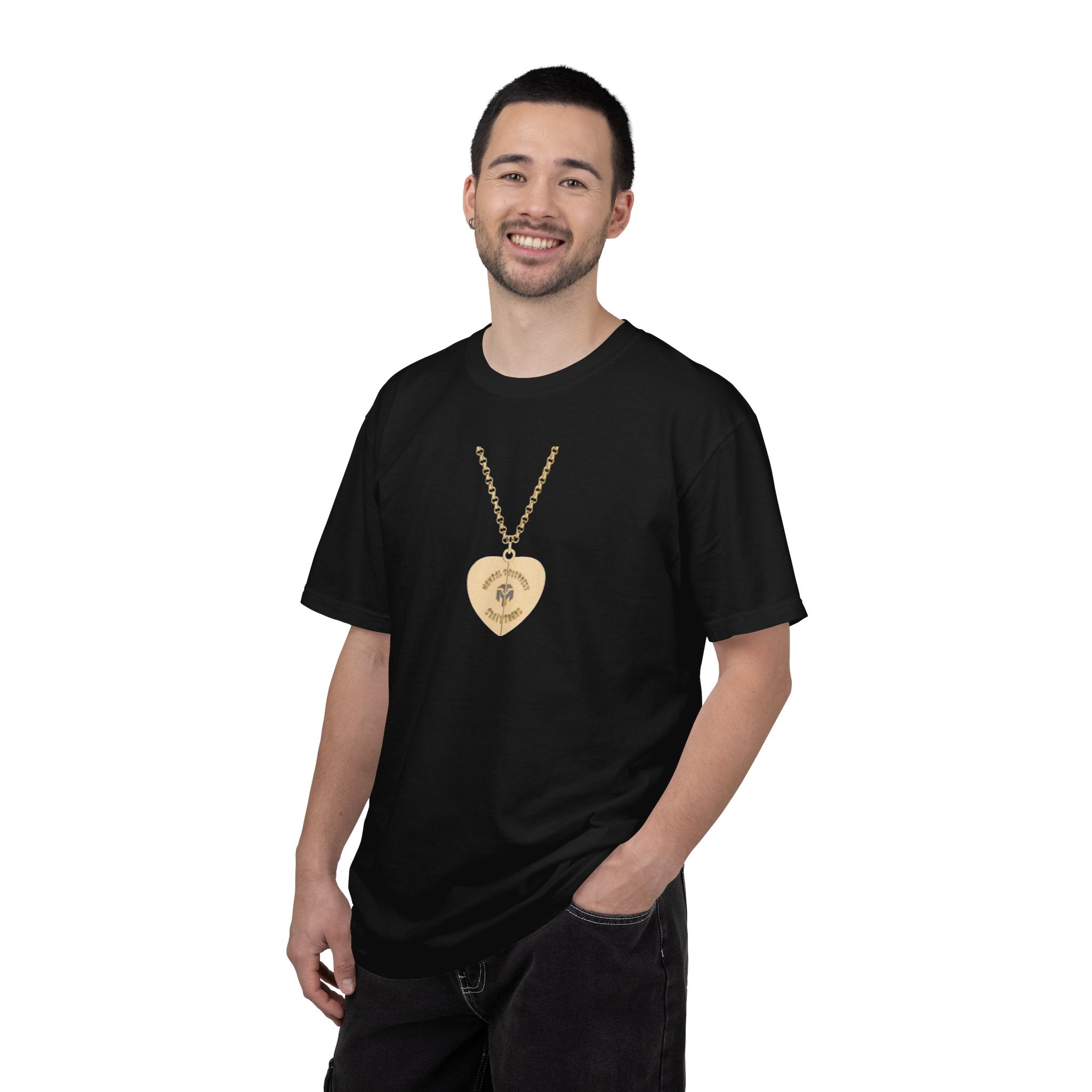 Heart Locket Necklace Graphic T-Shirt — Vintage Gold Pendant Tee