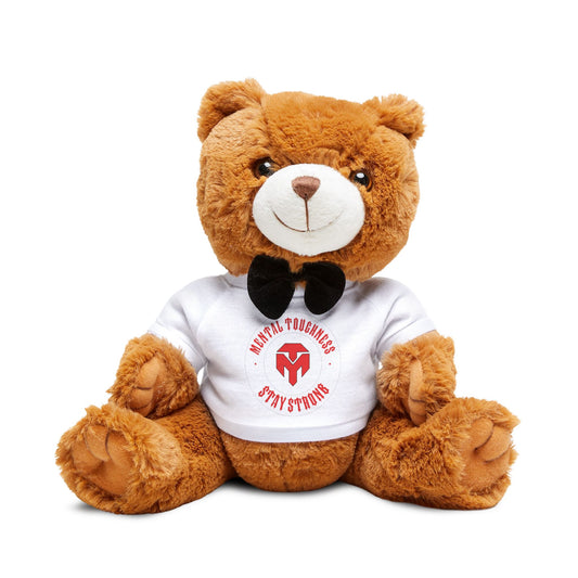 Stuffed Teddy Bear with Bow Tie & Custom T‑Shirt — Cute Plush Gift for Kids & Couples