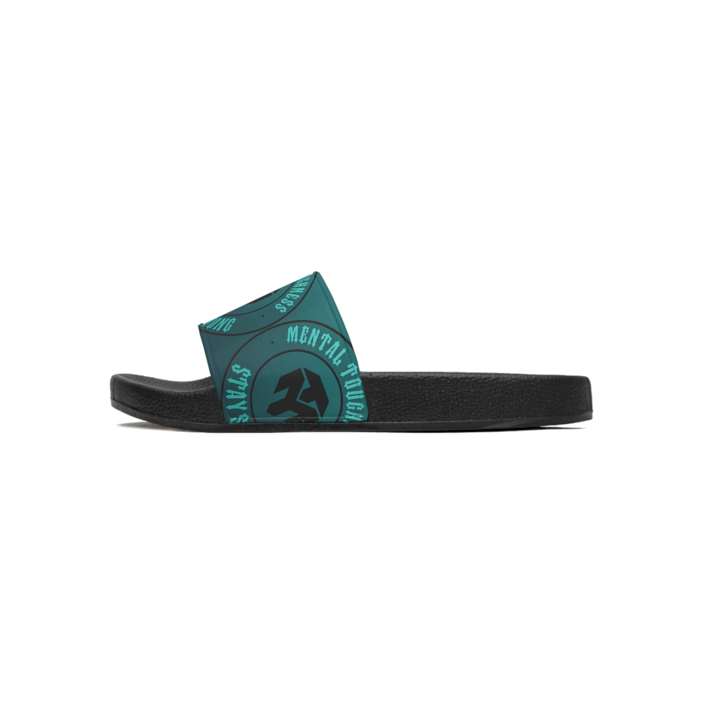 Men's Slide Sandals — Teal Spartan Strength Logo Slides