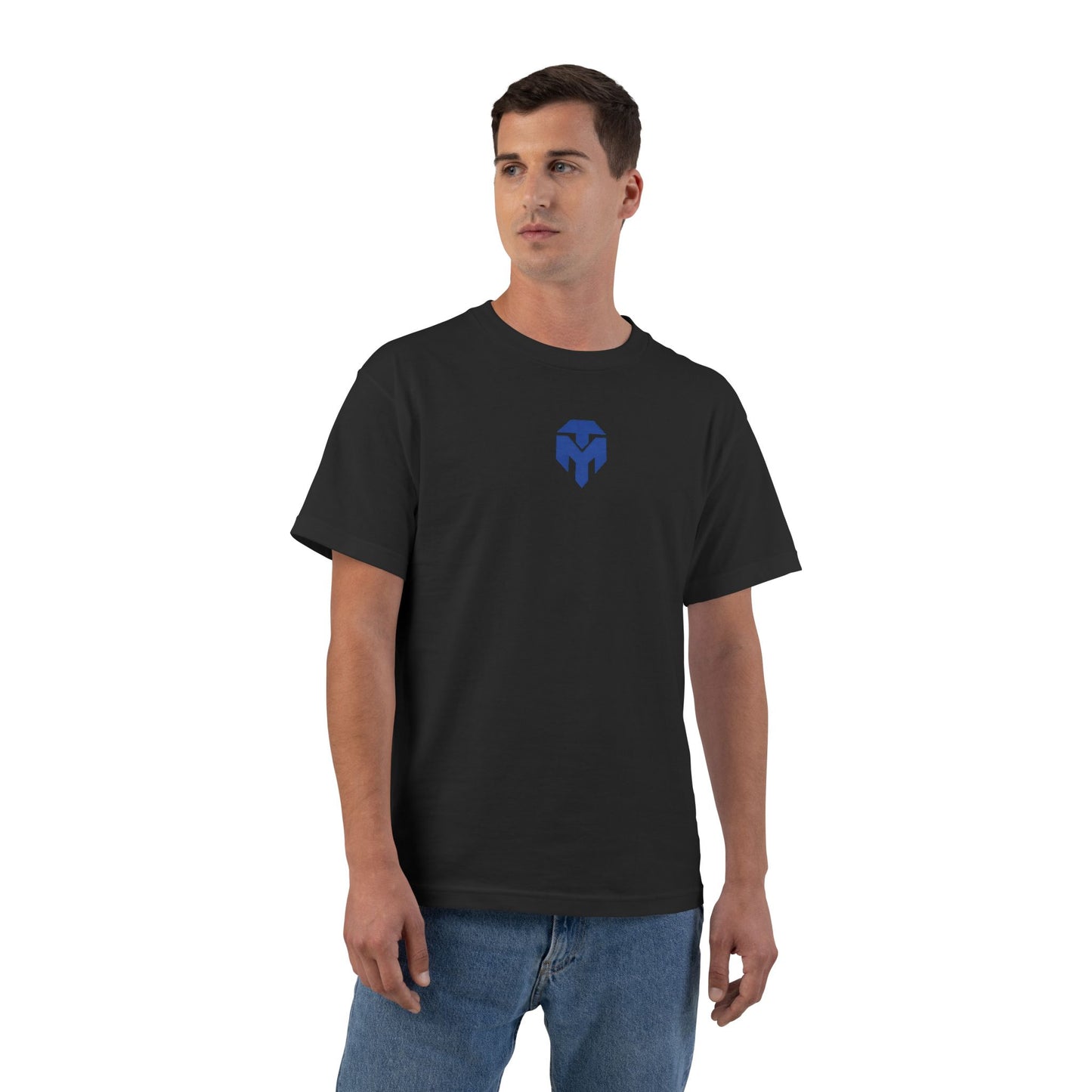 Spartan Helmet Logo T-Shirt — Minimal Blue Warrior Graphic Tee