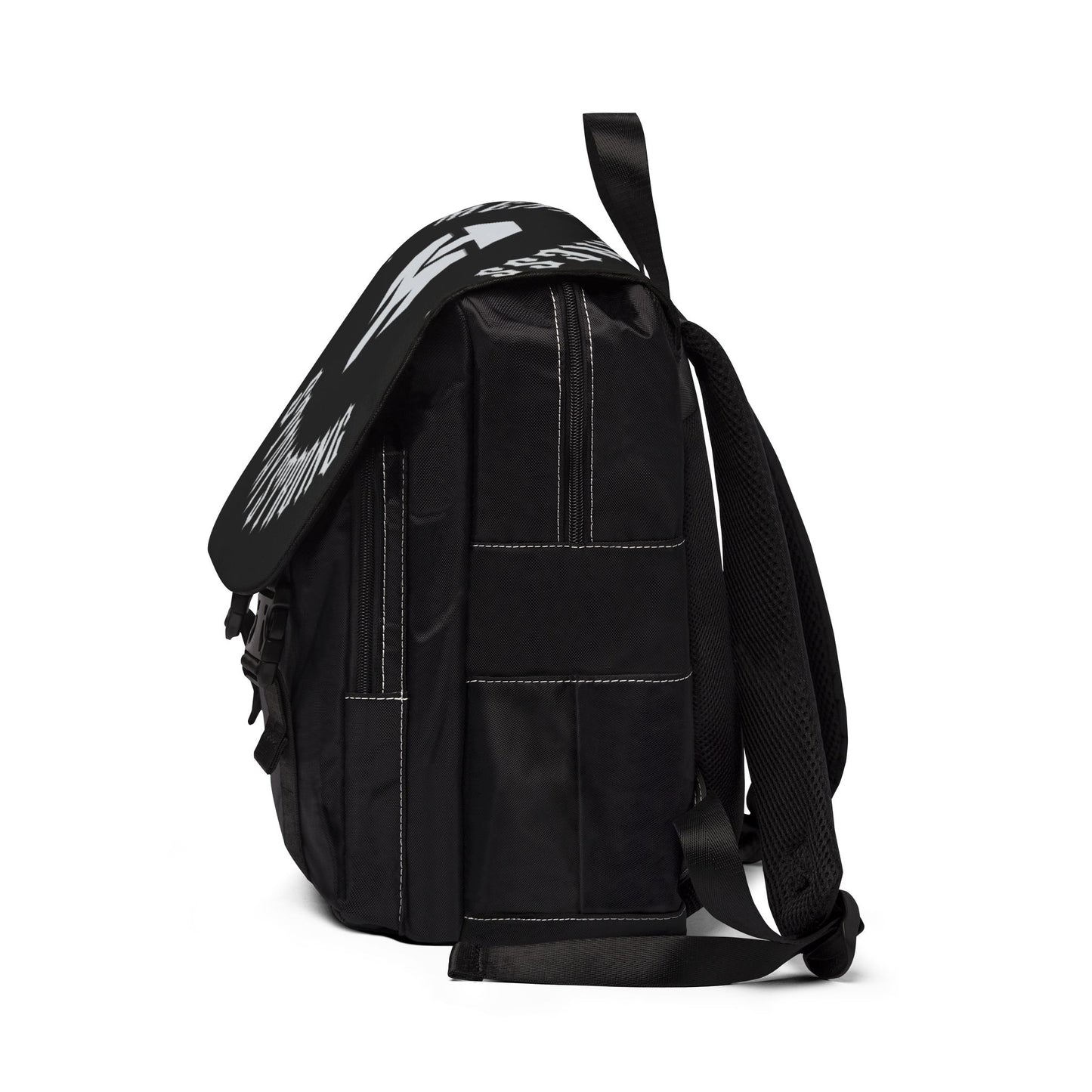 Stay Strong Backpack — Black Casual Shoulder Backpack with Bold Typography & Emblem