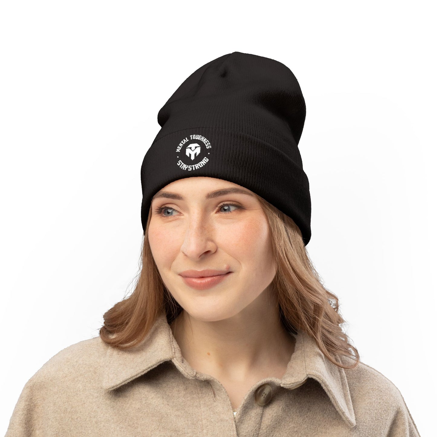 Embroidered 'Mental Toughness Stay Strong' Knit Beanie