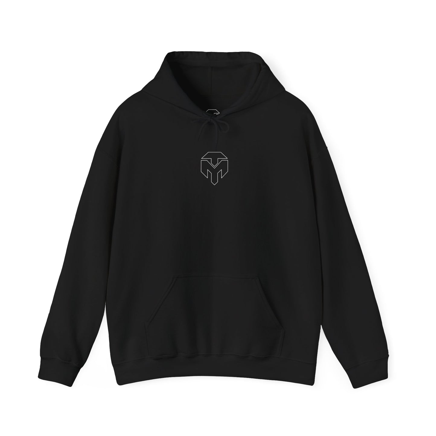 Minimalist Heart Mask Hoodie – Subtle Logo Black Pullover