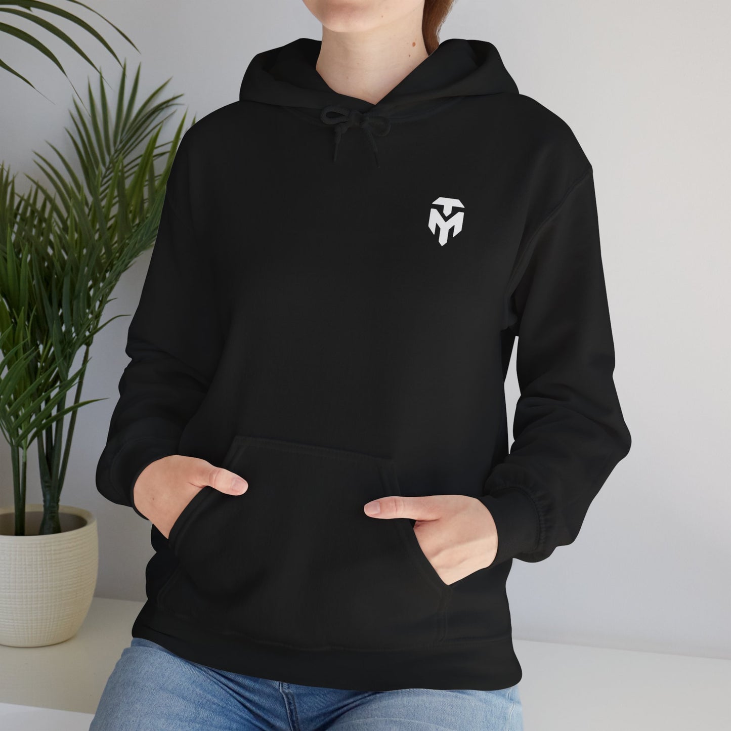Minimal Spartan Helmet Hoodie — Small Chest Logo Casual Streetwear