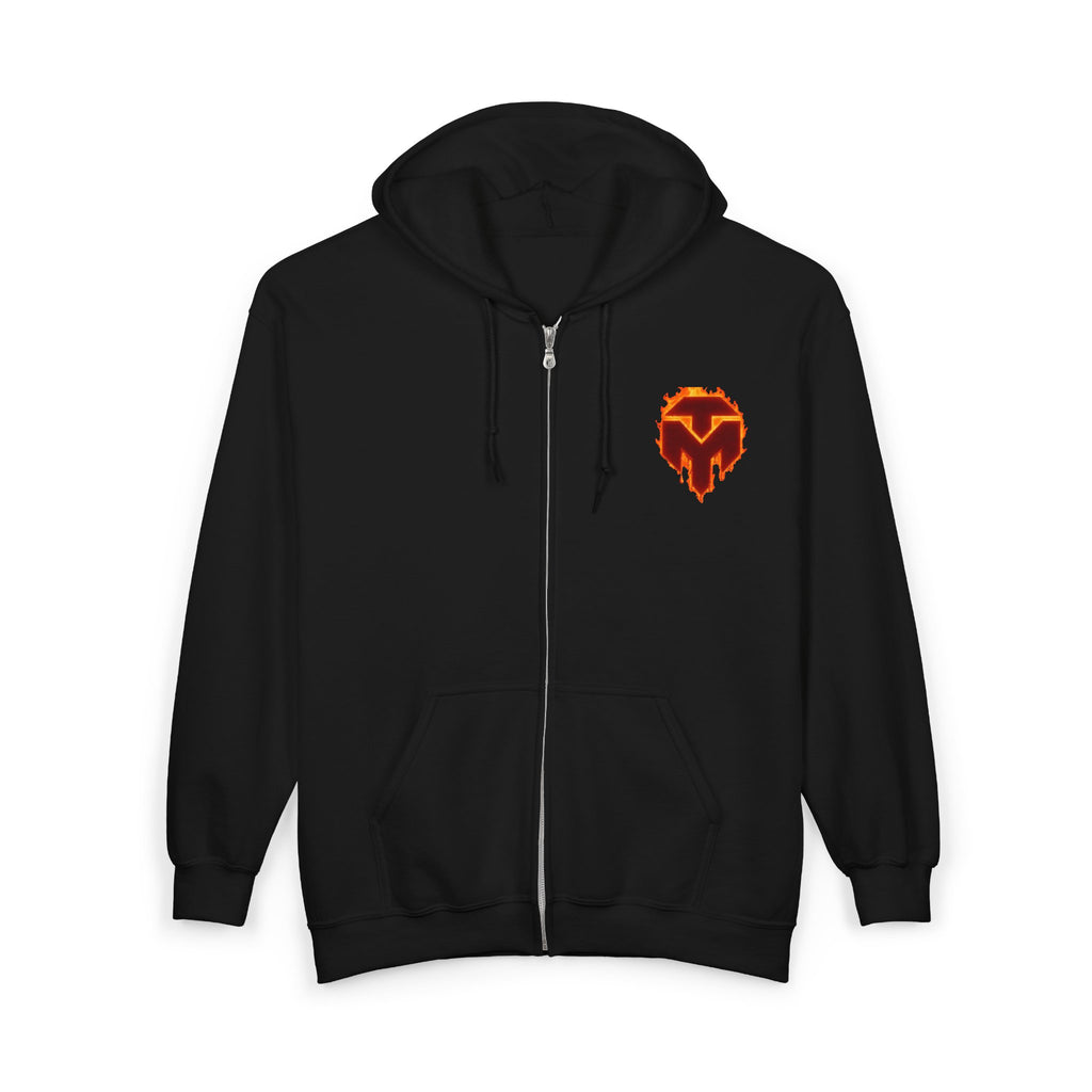 Ember Wolf Zip Hoodie — Fiery Minimalist Wolf Emblem Full‑Zip Sweatshirt