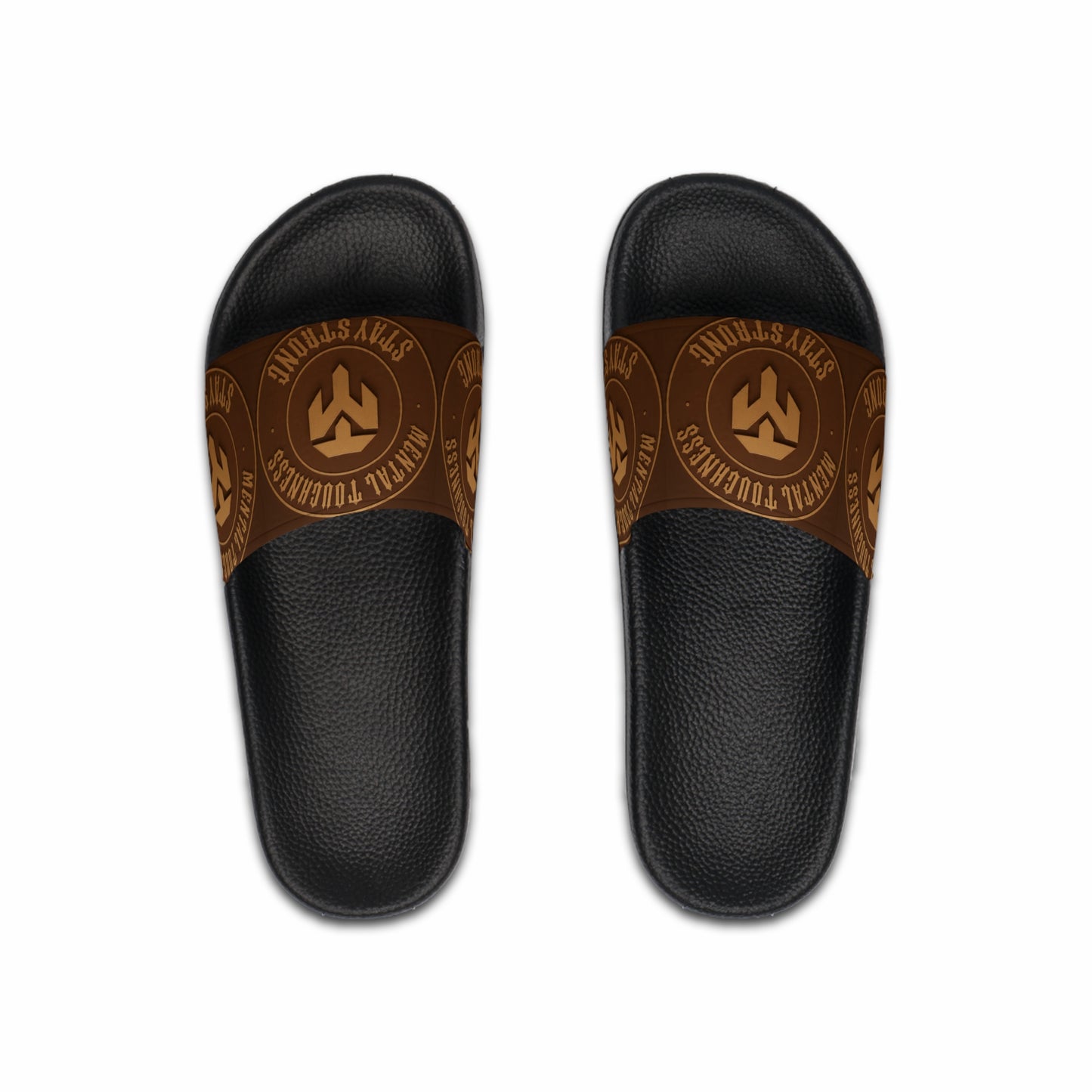 Men's Brown Logo Slide Sandals — Casual Pool & Beach Slides