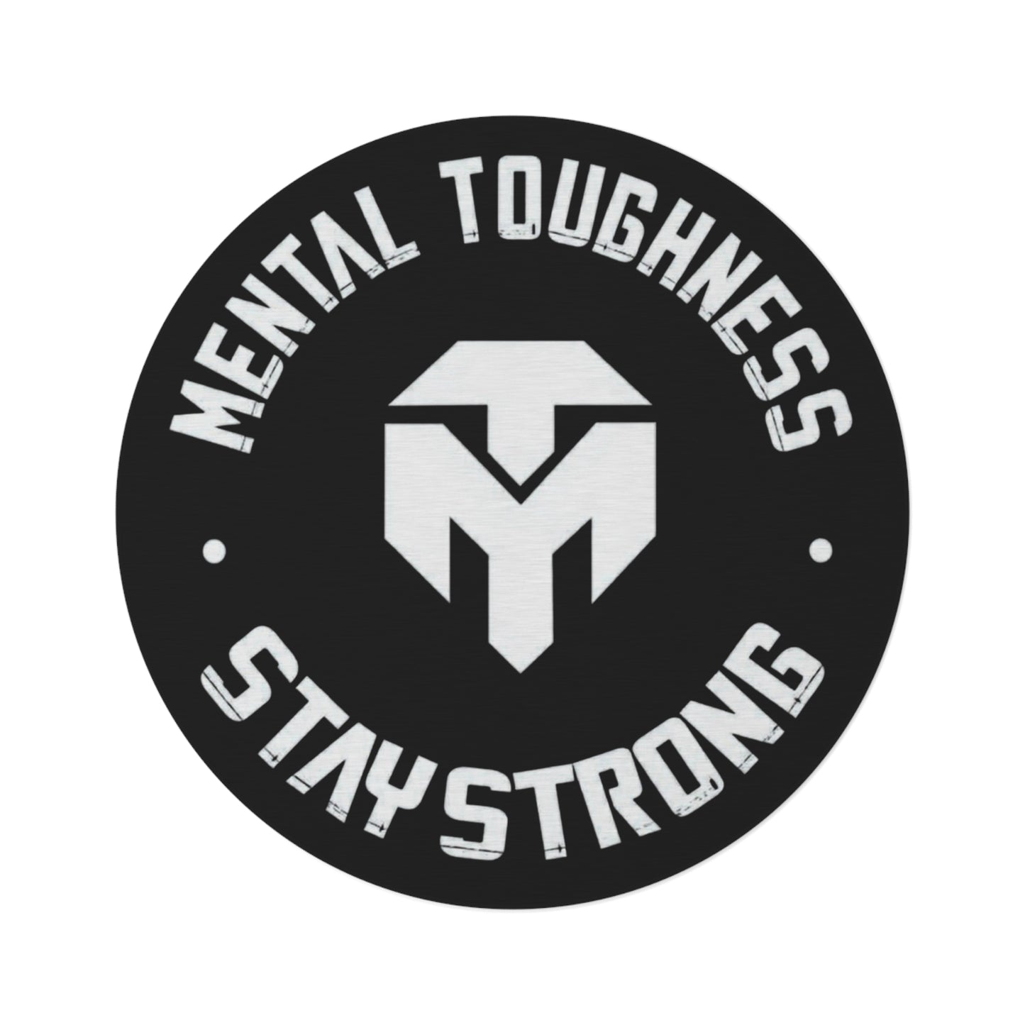 Mental Toughness Round Rug — Subtle Monochrome Motivational Floor Mat