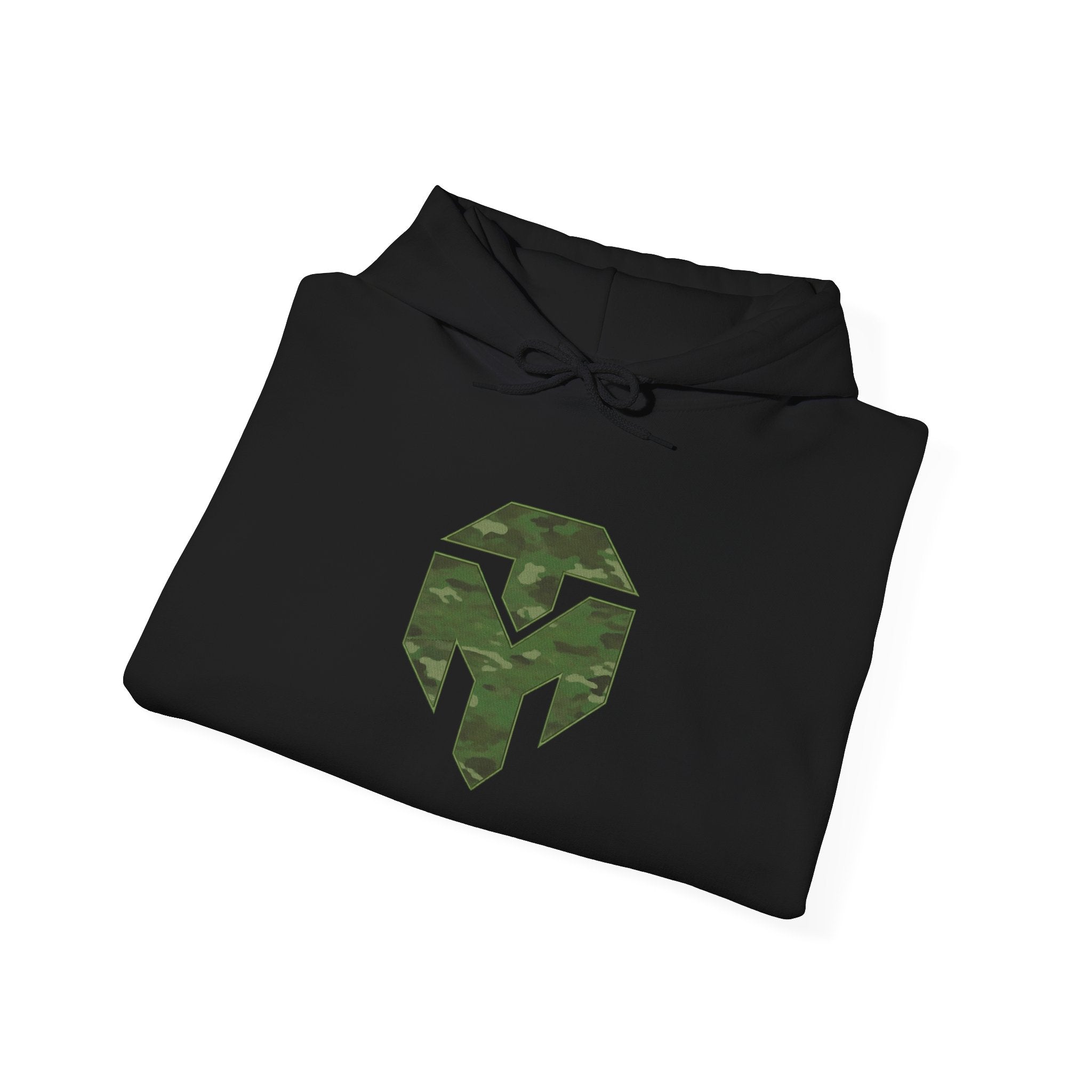 Camo Spartan Helmet Hoodie — Military-Inspired Tactical Logo Pullover
