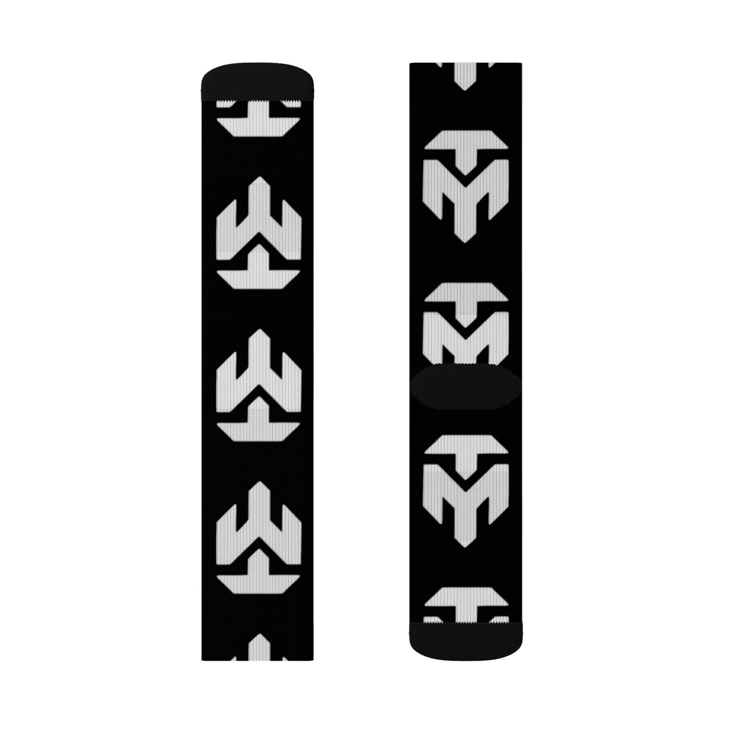 Logo Pattern Sublimation Socks — Black Monogram Athletic Crew Socks