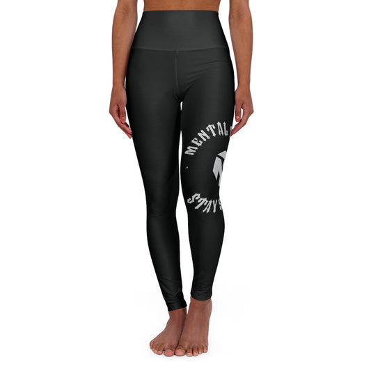 High-Waisted Yoga Leggings — Mental Strength Symbol Black AOP