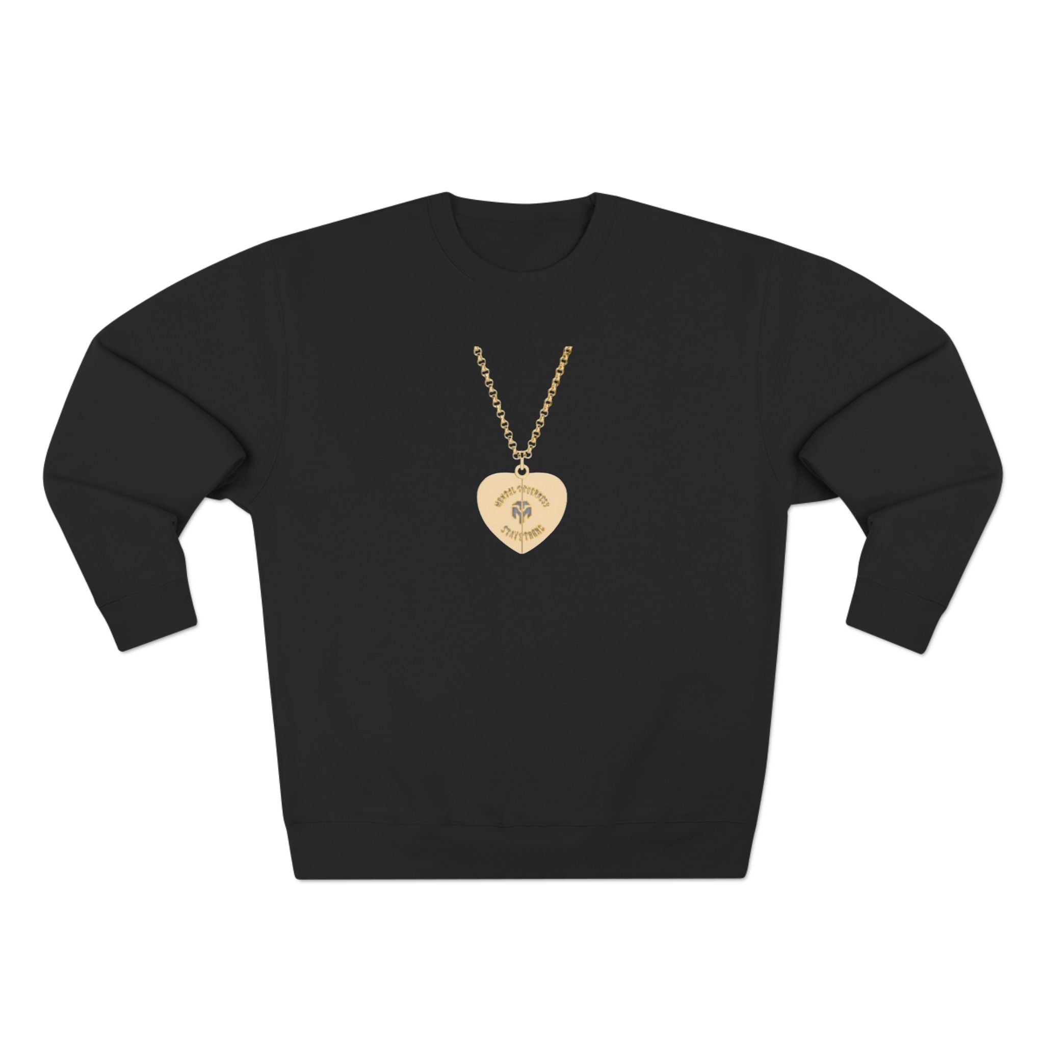 B.) Gold Heart Locket Crewneck Sweatshirt — Vintage Necklace Graphic