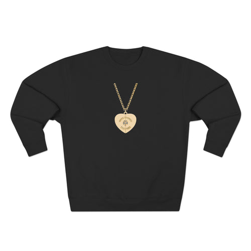 B.) Gold Heart Locket Crewneck Sweatshirt — Vintage Necklace Graphic