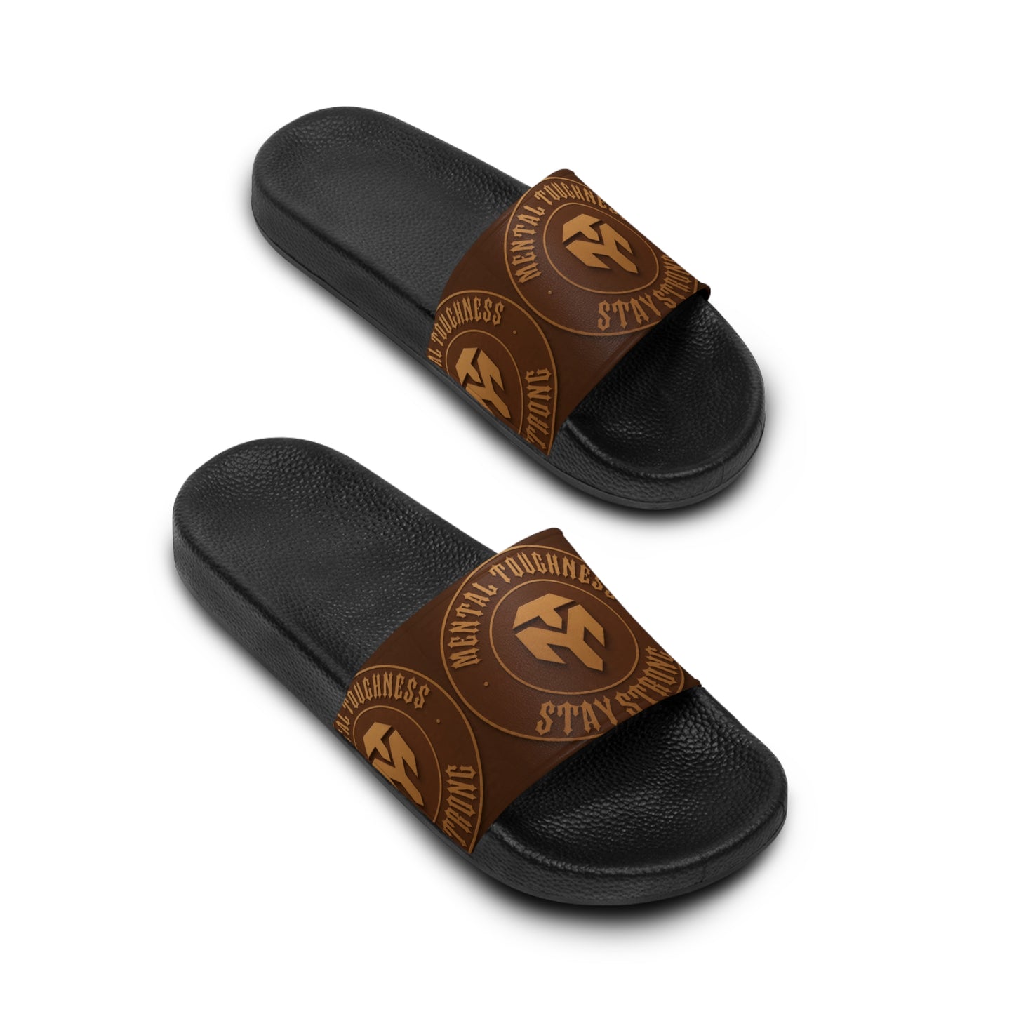 Men's Brown Logo Slide Sandals — Casual Pool & Beach Slides