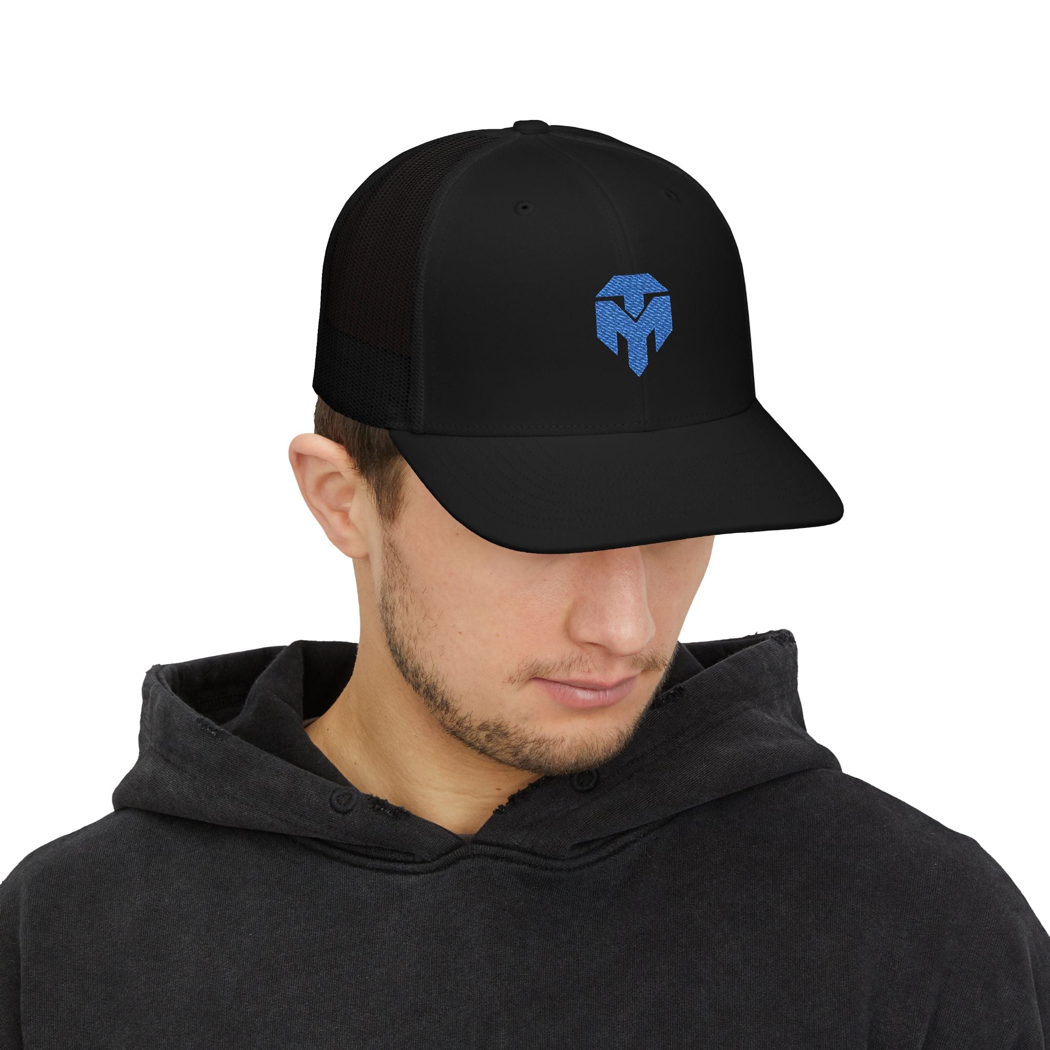 Embroidered  Snapback Trucker Cap — Blue Glitter Logo