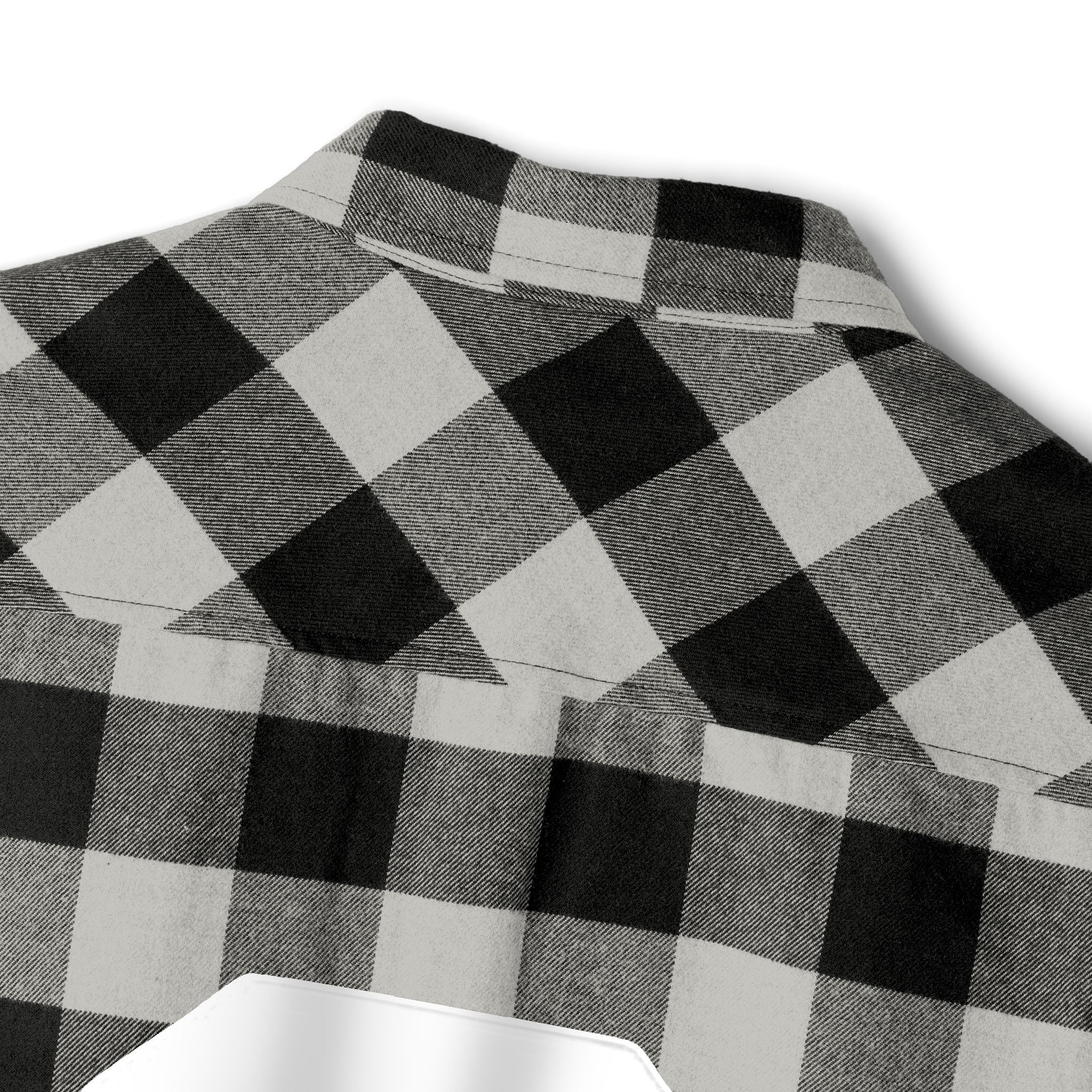 Black & White Buffalo Plaid Flannel Shirt with Geometric Logo — Casual Outdoor Workwear