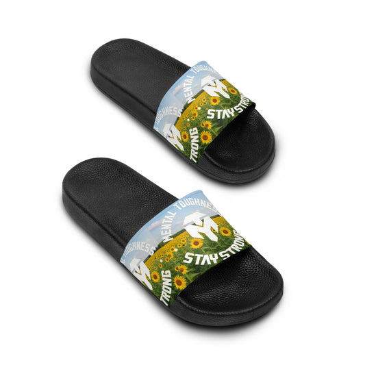 Stay Strong Sunflower Slide Sandals — Men's Inspirational Beach Slides