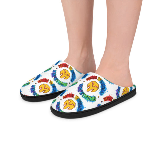 Men's Indoor Slippers — Colorful Peace Sign & Brushstroke Pattern