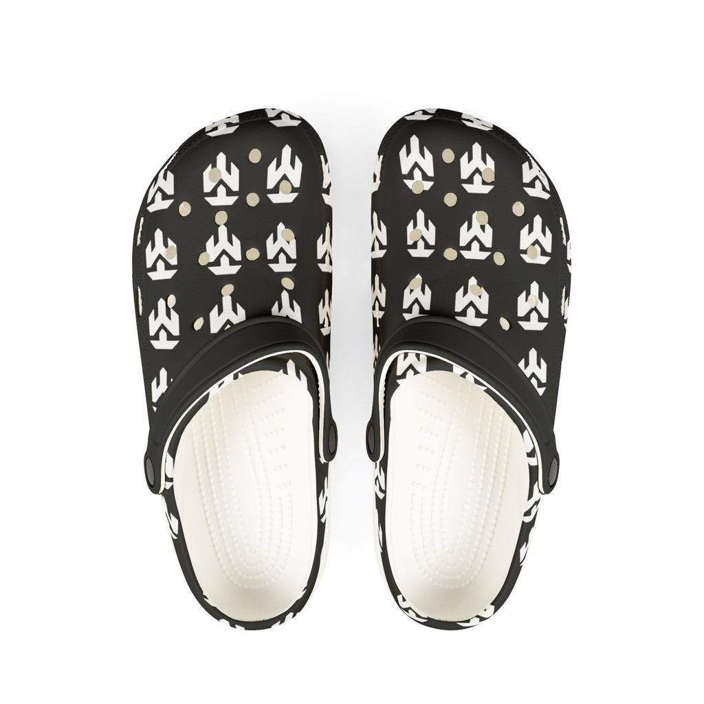 Black & White Tribal Pattern EVA Foam Clogs — Lightweight Slip-On Garden Shoes