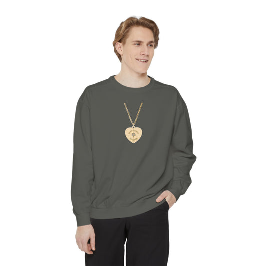 Gold Heart Locket Sweatshirt — Vintage Necklace Graphic Crewneck