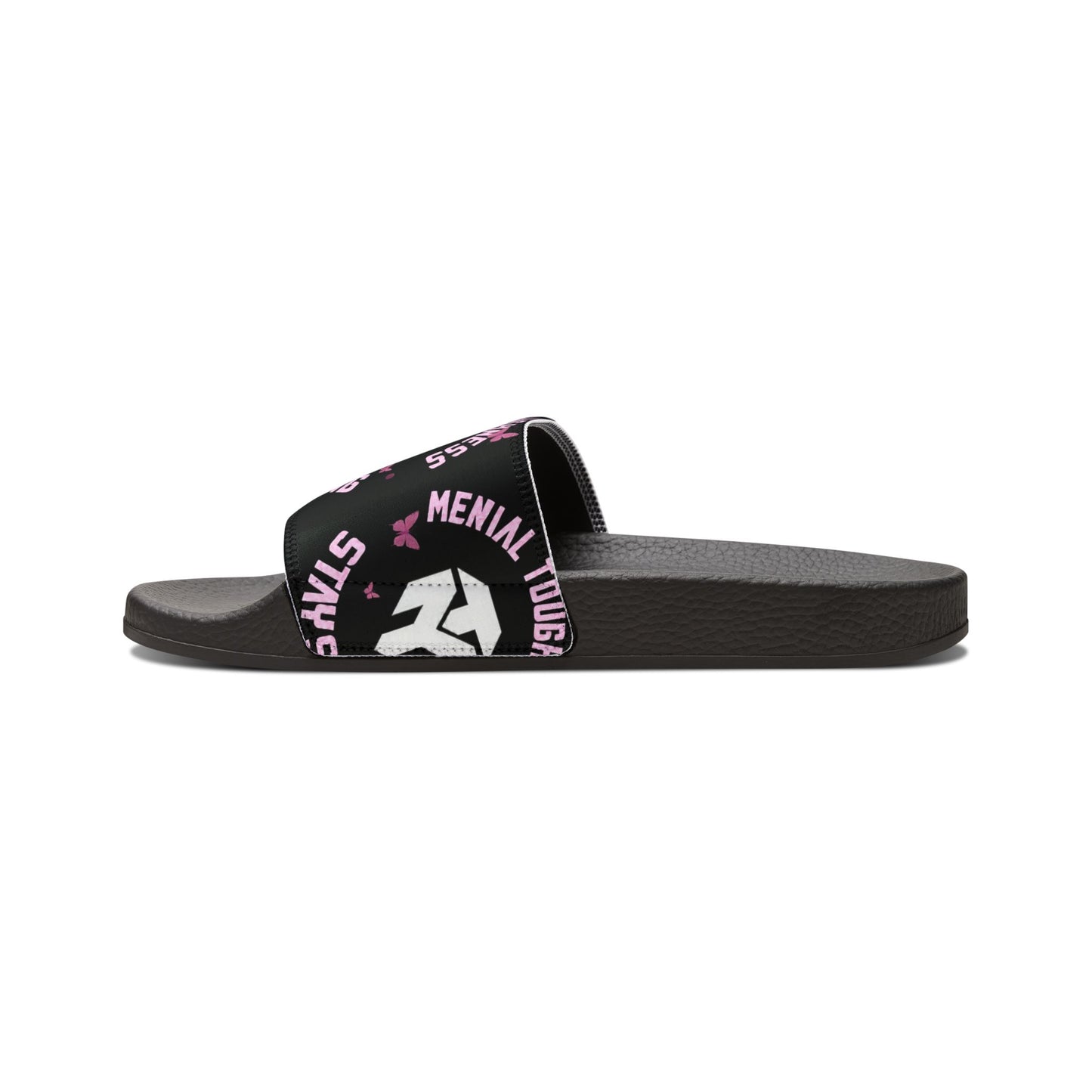 Men's Removable-Strap Slide Sandals — Black Athletic Comfort with Logo Strap