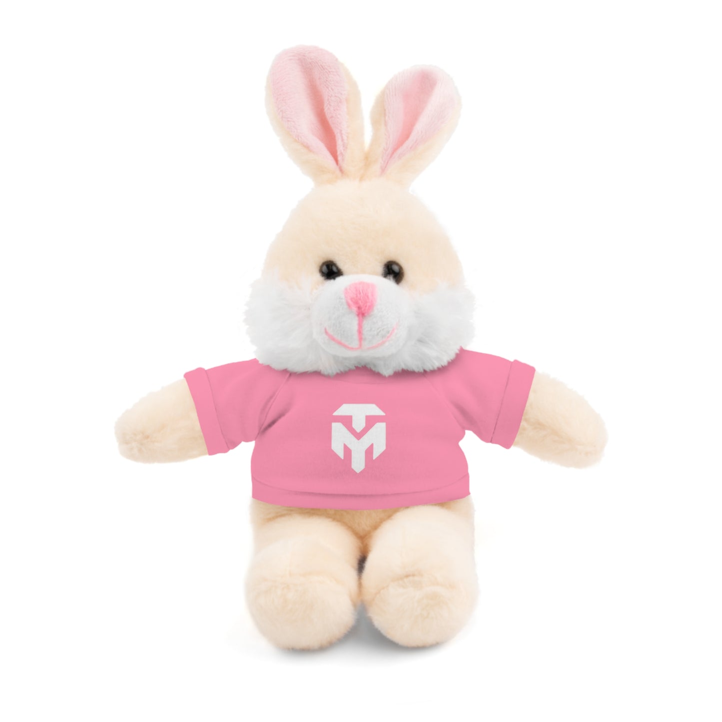Pink Tee Teddy Bear Plush — Cute Stuffed Animal with Printed Shirt