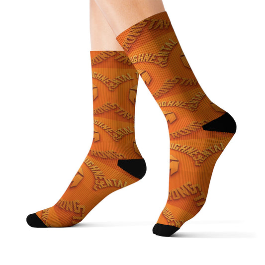 Orange Logo Pattern Sublimation Socks