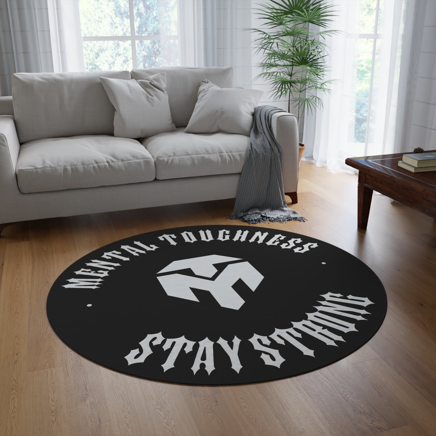 Mental Toughness "Stay Strong" Round Rug — Motivational Dorm or Gym Floor Mat