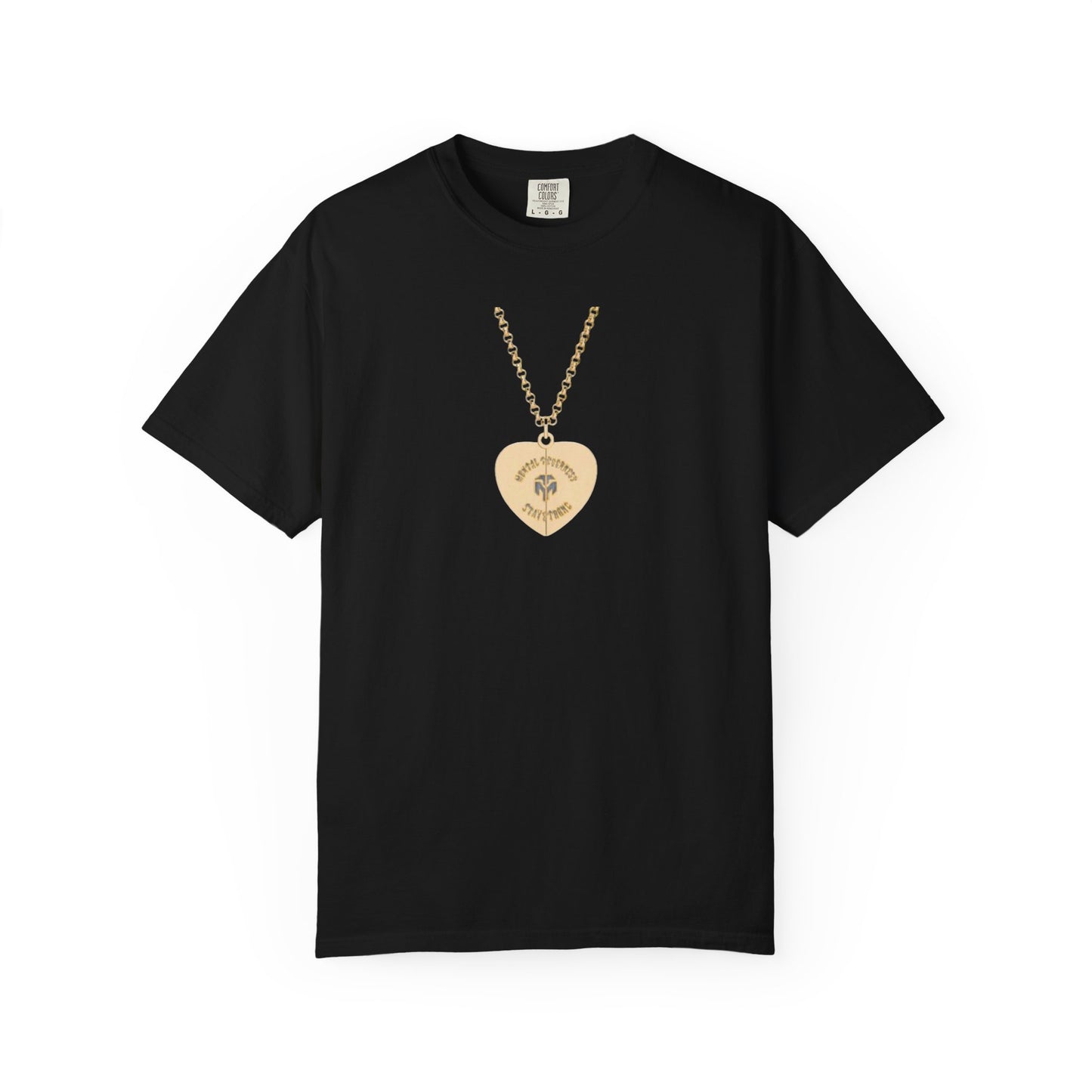 Heart Locket Necklace Graphic T-Shirt — Vintage Gold Pendant Tee
