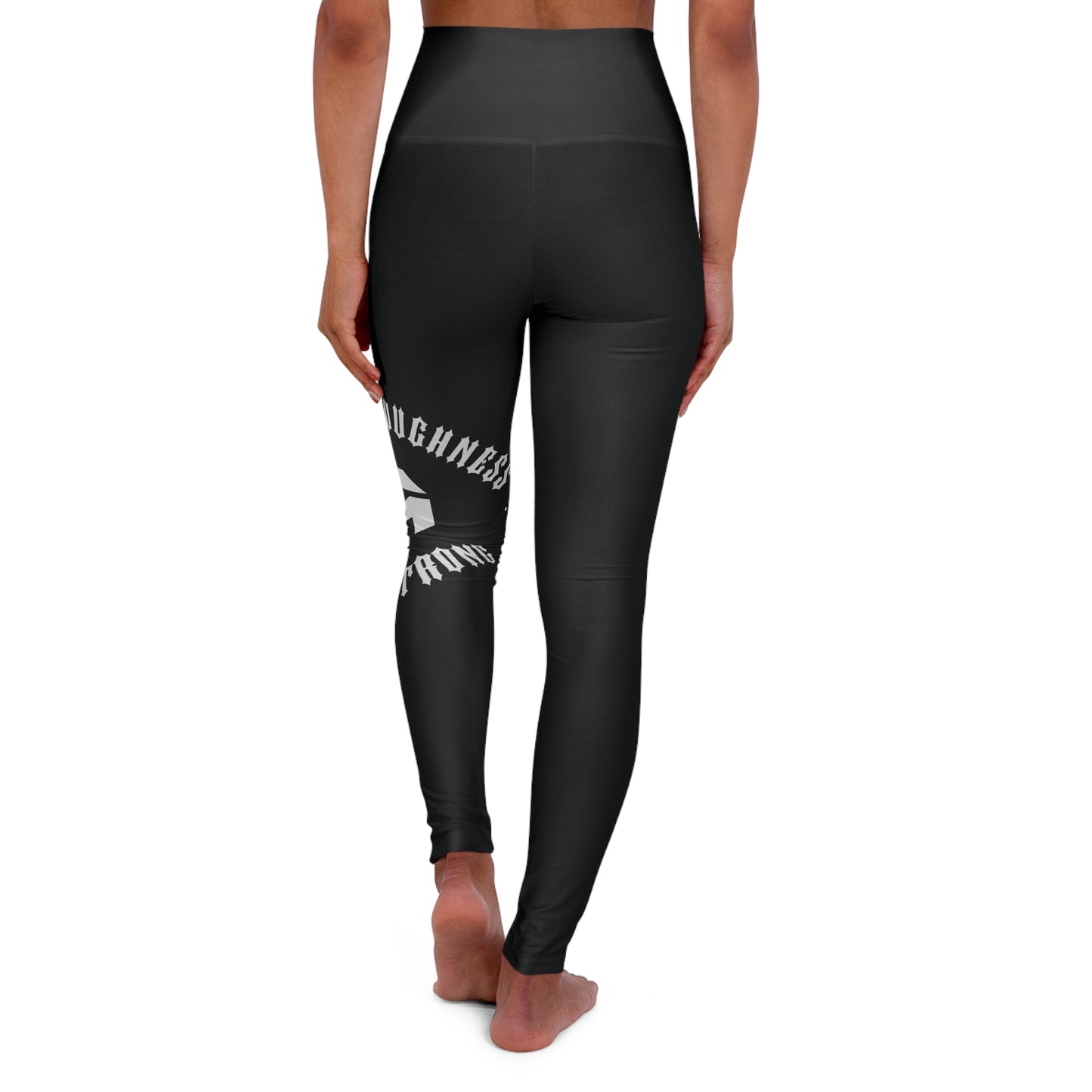 High-Waisted Yoga Leggings — Mental Strength Symbol Black AOP