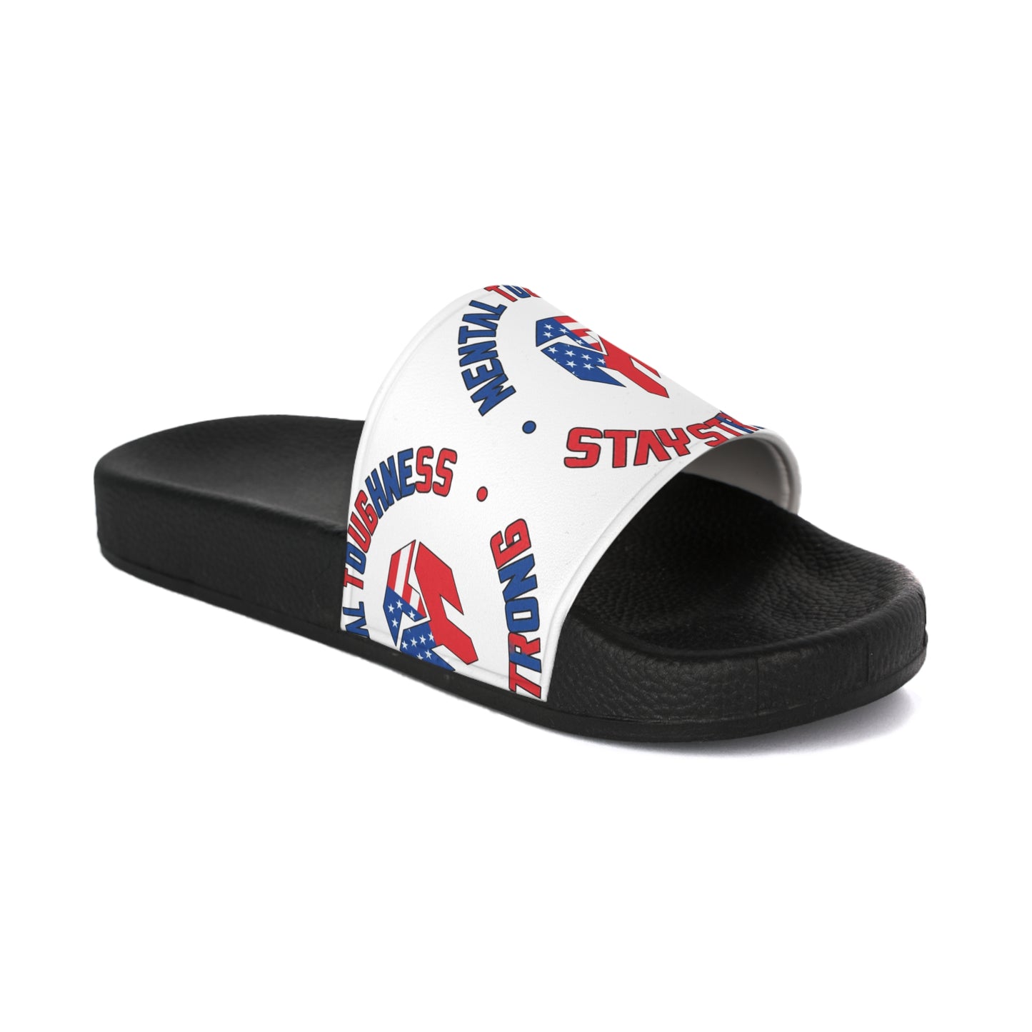 Patriotic "Stay Strong" Men's Slide Sandals — American Flag Rescue Design