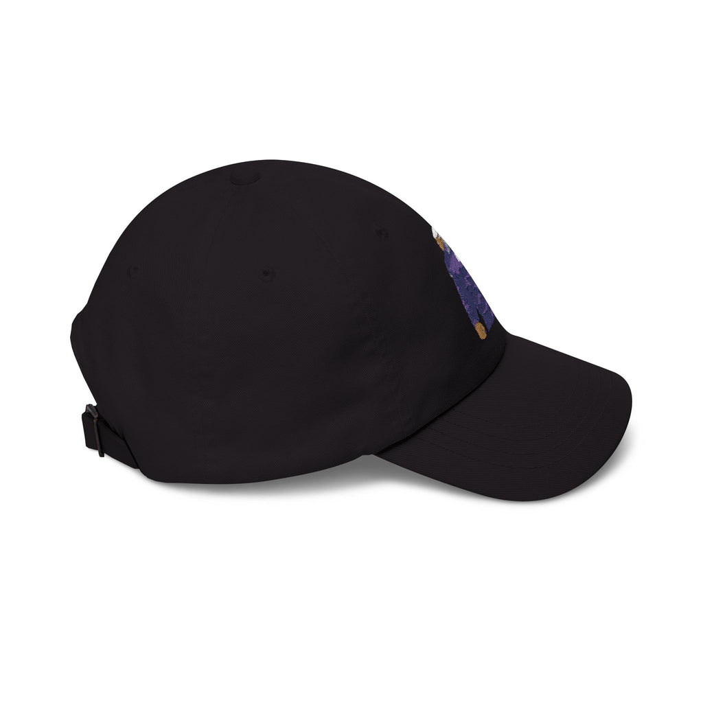Eagle Mascot Dad Cap — Cozy Purple Hoodie Bird Embroidered Baseball Hat