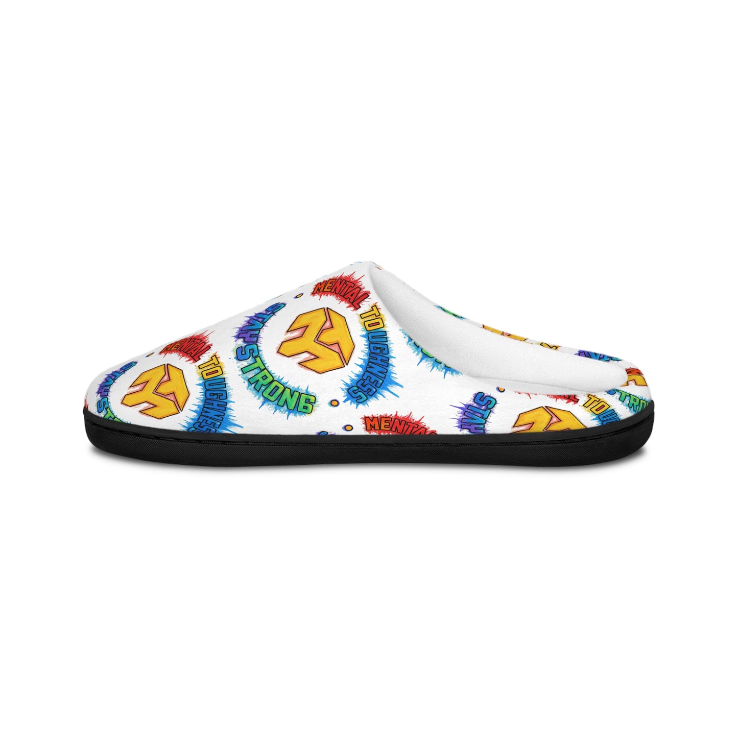 Men's Indoor Slippers — Colorful Peace Sign & Brushstroke Pattern