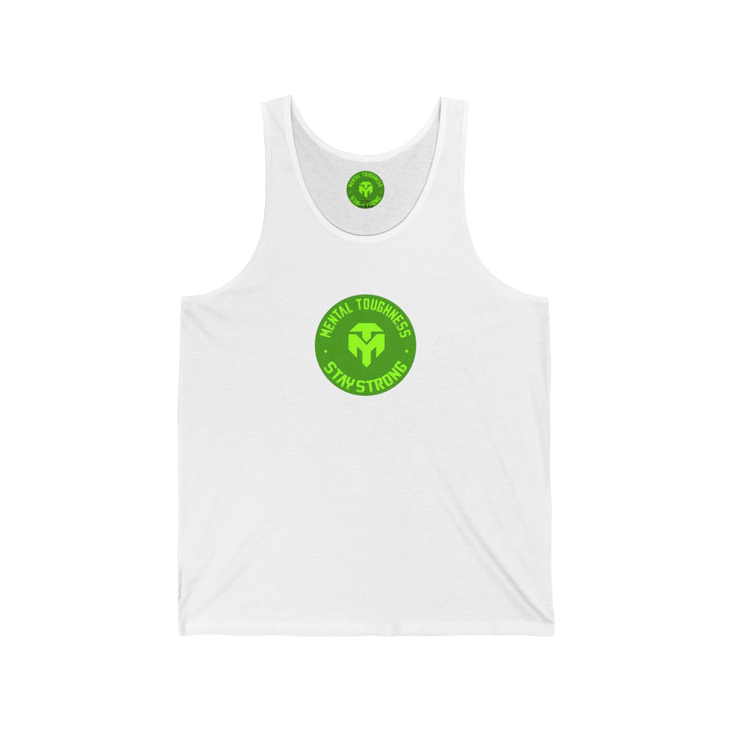 Green Minimalist Moto Emblem Tank Top — "Stay Strong"