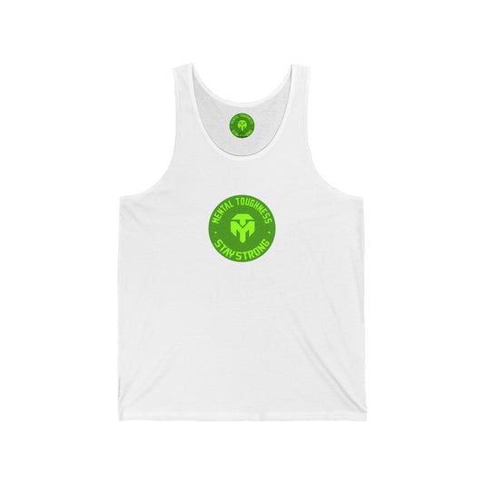 Green Minimalist Moto Emblem Tank Top — "Stay Strong"