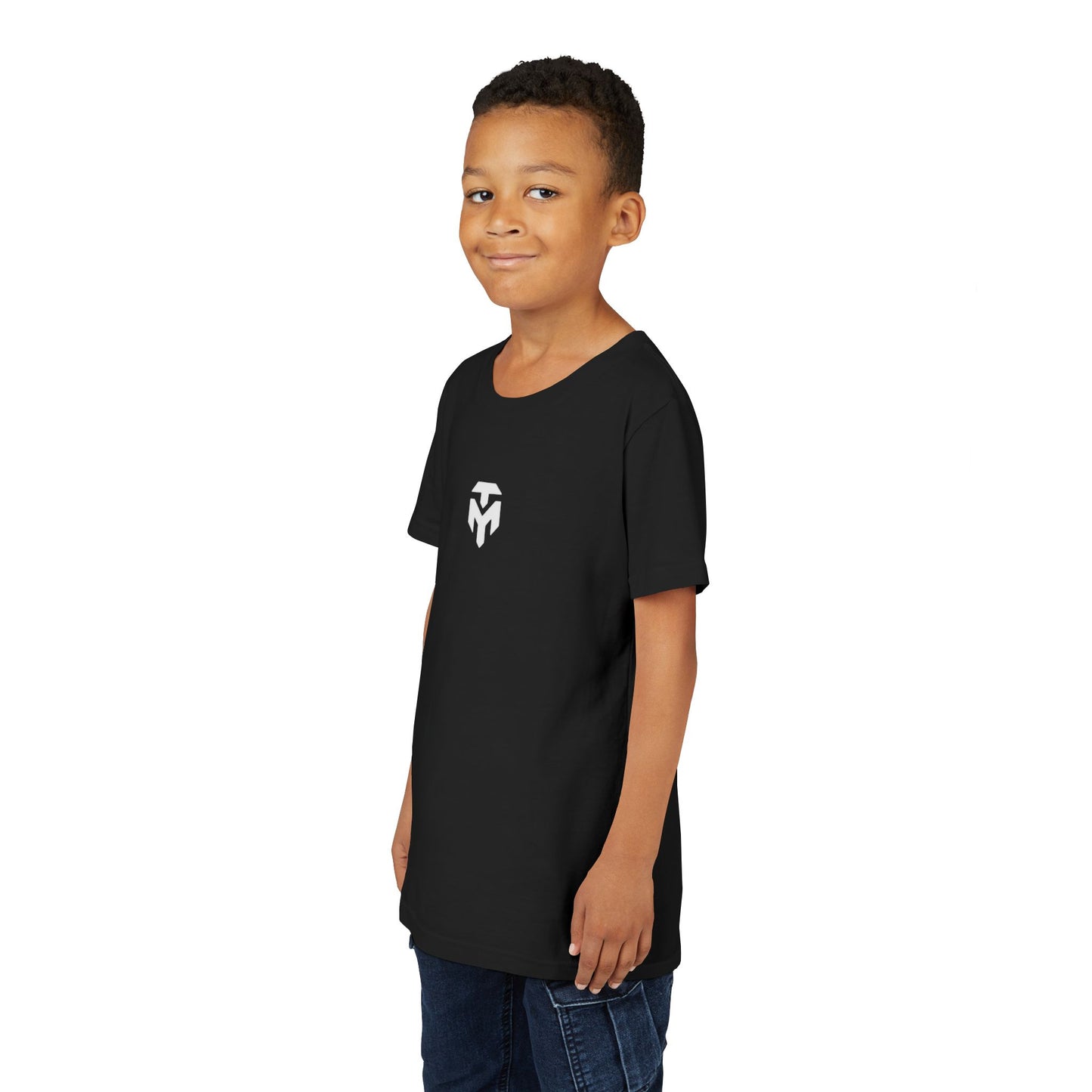 Youth Tee — Minimal White Shield Logo Kids T-Shirt