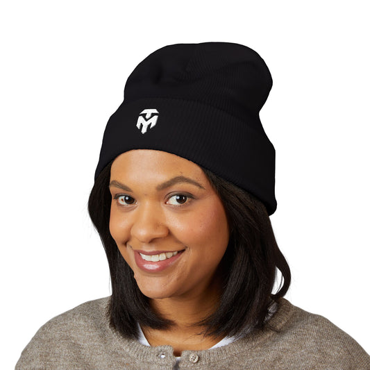 Cuffed Beanie with Embroidered Spartan Logo — Warm Winter Knit Hat