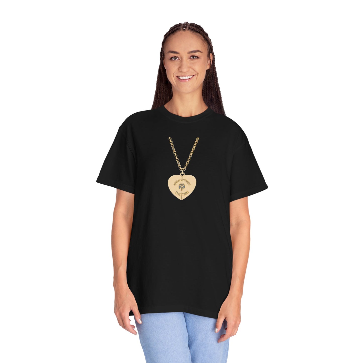 Heart Locket Necklace Graphic T-Shirt — Vintage Gold Pendant Tee