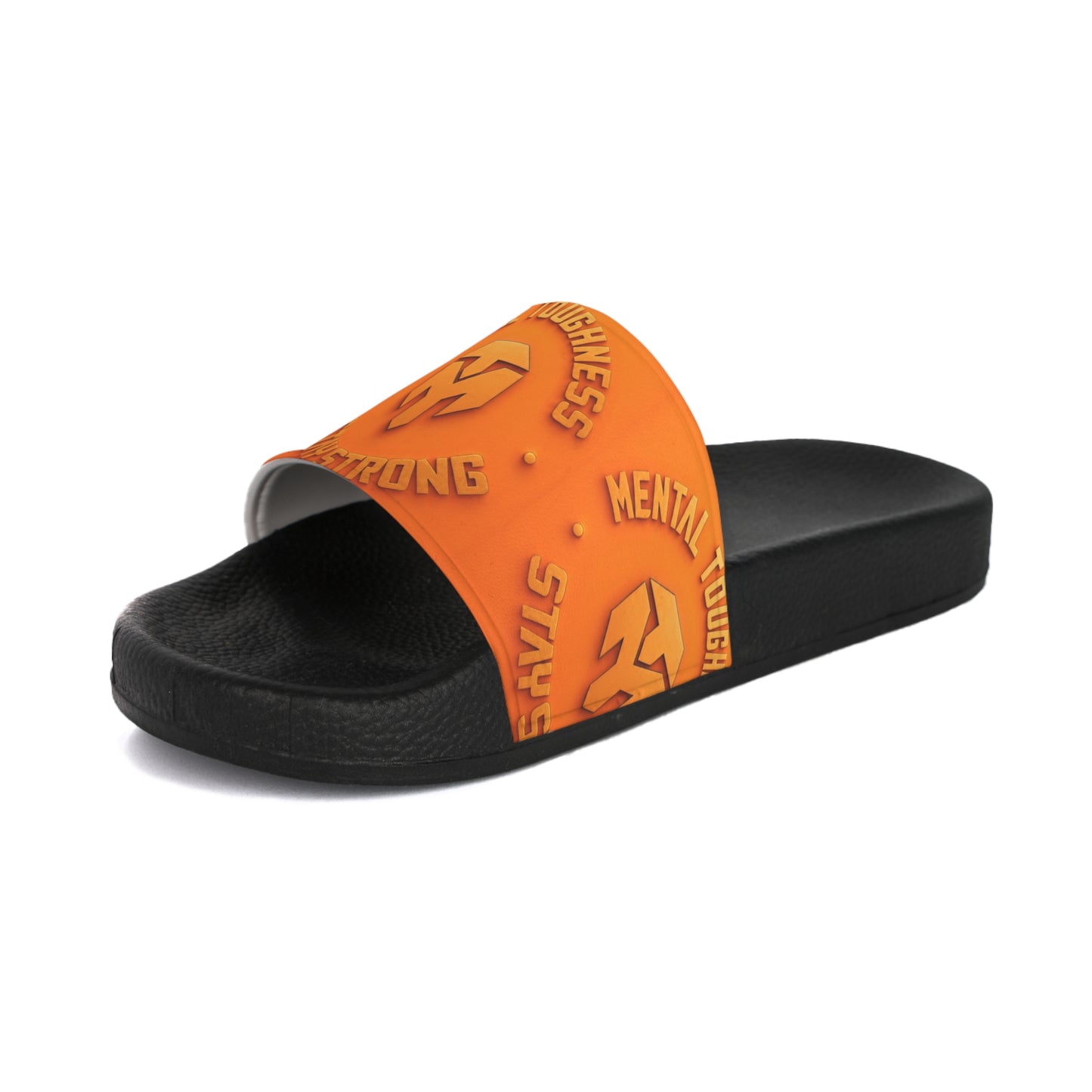 Toughness Orange Men's Slide Sandals – 'Stay Strong' Athletic Pool Slides