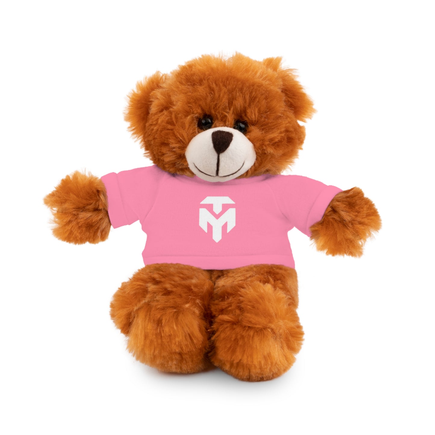 Pink Tee Teddy Bear Plush — Cute Stuffed Animal with Printed Shirt