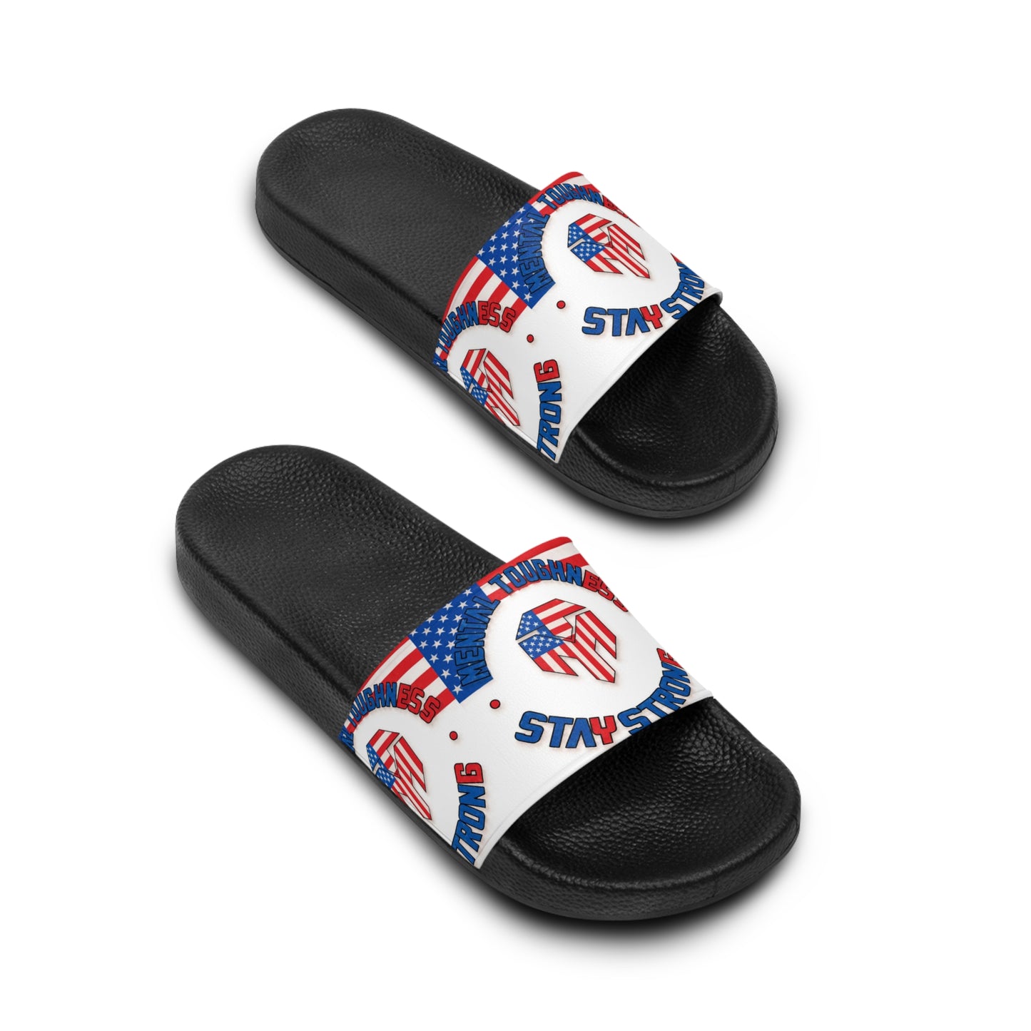 Patriotic "Stay Strong" Men's Slide Sandals — American Flag Comfort Slides