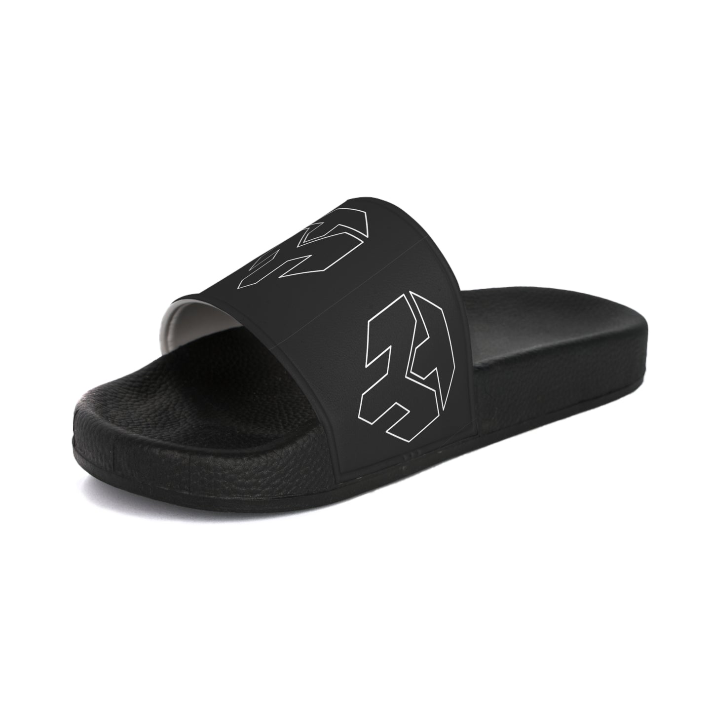 Men's Black Logo Slide Sandals — Minimalist Monogram Pool & Casual Slides